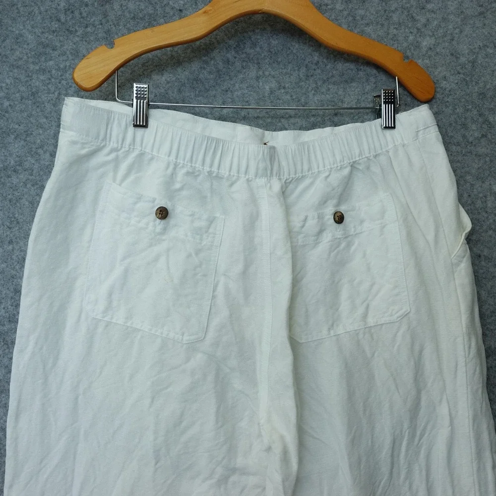 Cubavera Linen Pants Mens LARGE White Beach Summer Drawstring Trousers 35x33